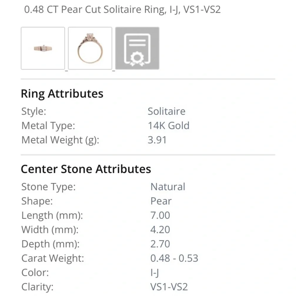Beautiful Pear Shaped Diamond Engagement Ring - Picture 3 of 9